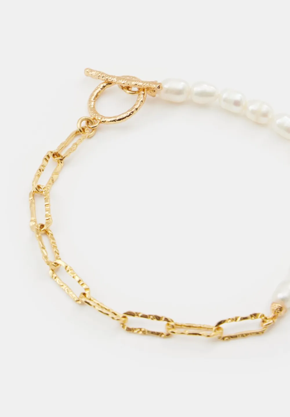 hush Jewellery|Hadley Hammered Pearl Chain Bracelet Gold - Jewellery