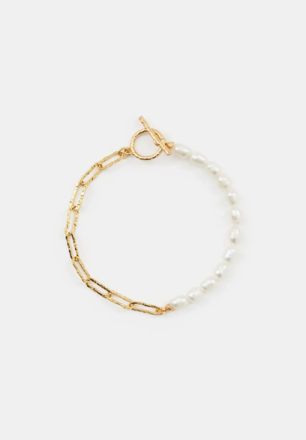 hush Jewellery|Hadley Hammered Pearl Chain Bracelet Gold - Jewellery