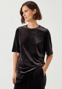 hush Tops & T-Shirts|Hadley Velvet T-Shirt Raisin Brown
