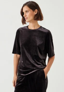 hush Tops & T-Shirts|Hadley Velvet T-Shirt Raisin Brown