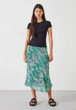 hush Skirts|Hallie Printed Midi Skirt Tie Dye Snake