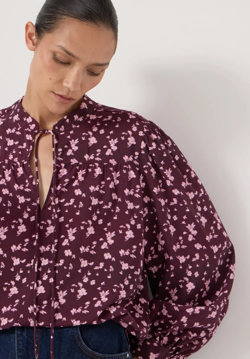 hush Shirts & Blouses|Harlow Tie Front Detail Blouse Ditsy Floral Purple