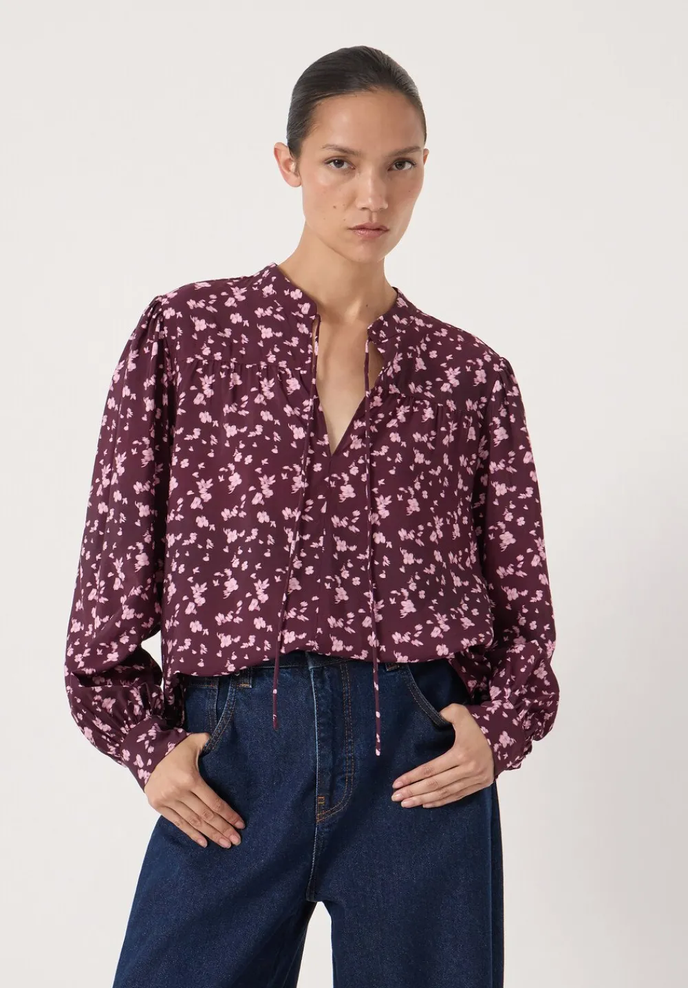 hush Shirts & Blouses|Harlow Tie Front Detail Blouse Ditsy Floral Purple