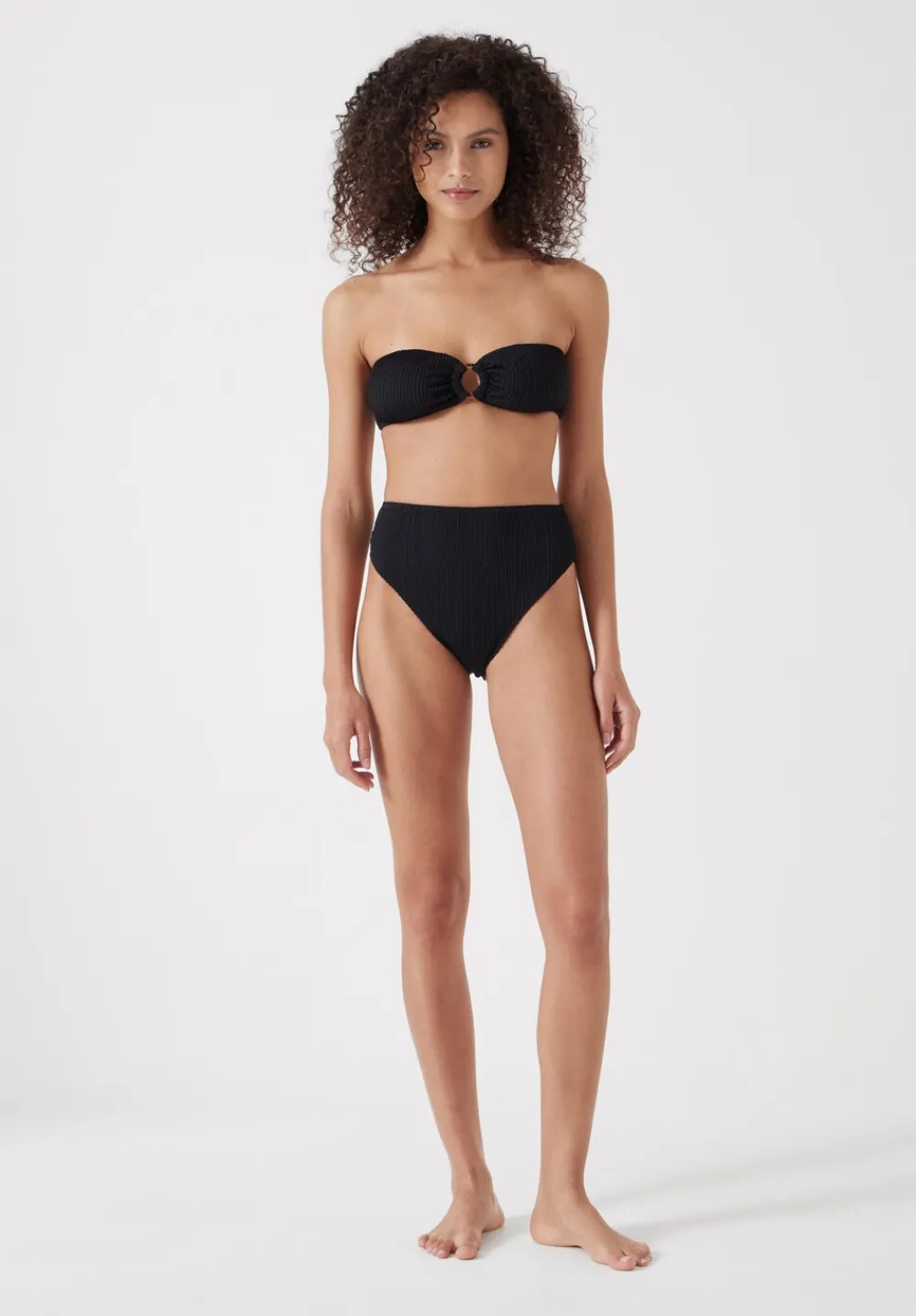 hush Swimwear & Beachwear|Harper High Waisted Crinkle Bikini Bottoms Black