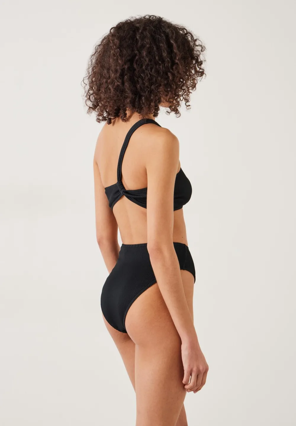 hush Swimwear & Beachwear|Harper High Waisted Rib Bikini Bottoms Black