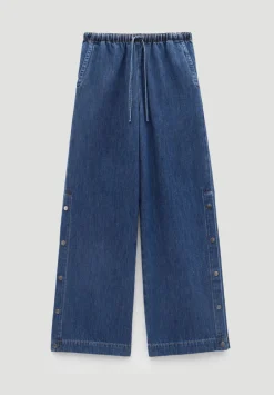hush Jeans|Harri Popper Detail Wide Leg Jeans Grey Blue Wash