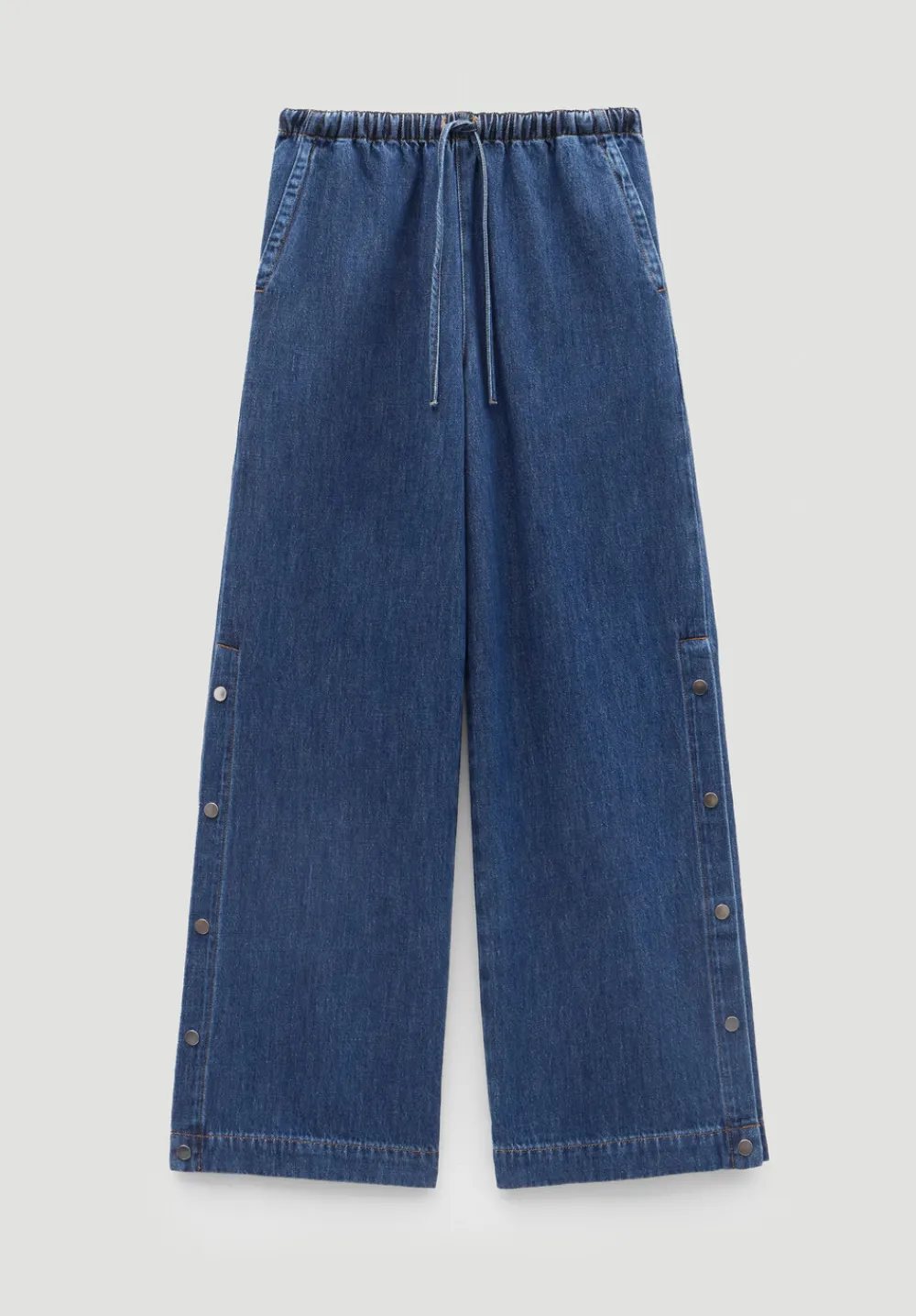hush Jeans|Harri Popper Detail Wide Leg Jeans Grey Blue Wash