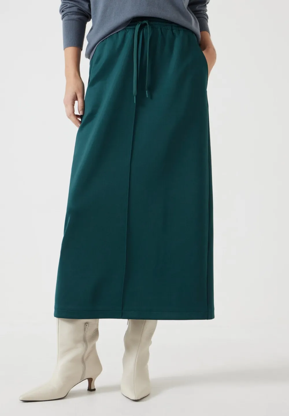 hush Skirts|Harrison Pintuck Jersey Skirt Teal Green