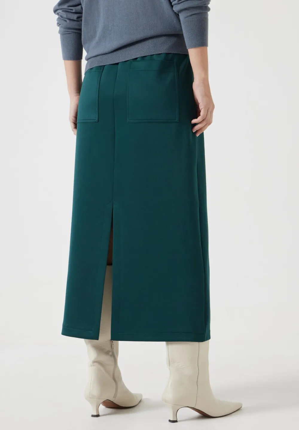 hush Skirts|Harrison Pintuck Jersey Skirt Teal Green