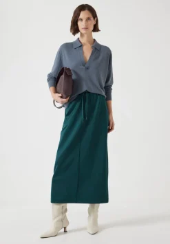 hush Skirts|Harrison Pintuck Jersey Skirt Teal Green