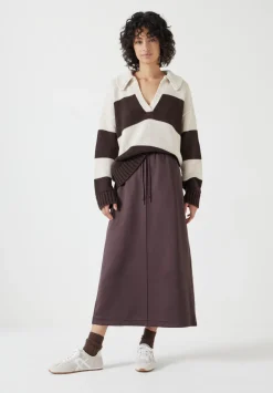 hush Skirts|Harrison Pintuck Jersey Skirt Raisin Brown