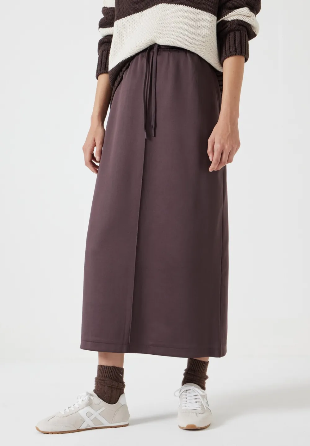 hush Skirts|Harrison Pintuck Jersey Skirt Raisin Brown