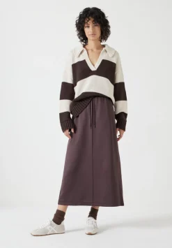 hush Skirts|Harrison Pintuck Jersey Skirt Raisin Brown