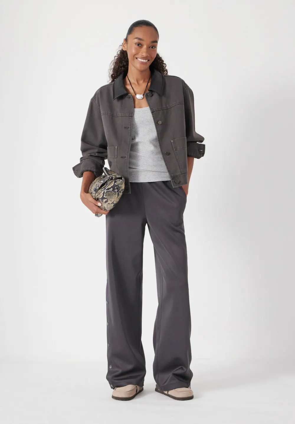 hush Joggers & Leggings|Harrison Popper Straight Leg Trouser Slate Grey