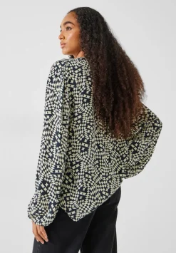 hush Shirts & Blouses|Hartley Gathered Sleeve Printed Top Mini Geo Black