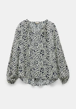 hush Shirts & Blouses|Hartley Gathered Sleeve Printed Top Mini Geo Black