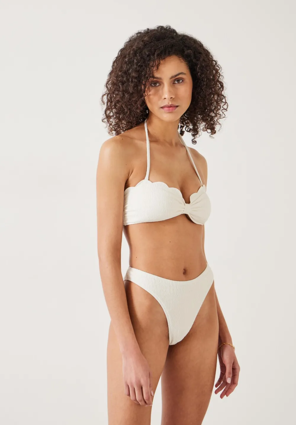hush Swimwear & Beachwear|Heidi High Leg Crinkle Bikini Bottoms Off White