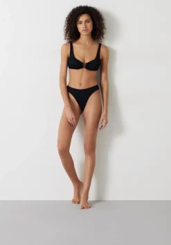 hush Swimwear & Beachwear|Heidi High Leg Rib Bikini Bottoms Black