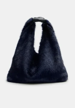 hush Bags|Helen Moore Faux Fur Triangle Tote Midnight Navy