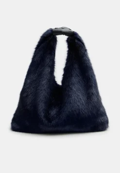 hush Bags|Helen Moore Faux Fur Triangle Tote Midnight Navy