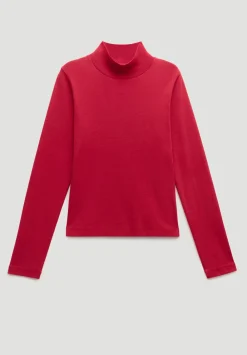 hush Tops & T-Shirts|High Neck Midweight Jersey Top Ruby Red