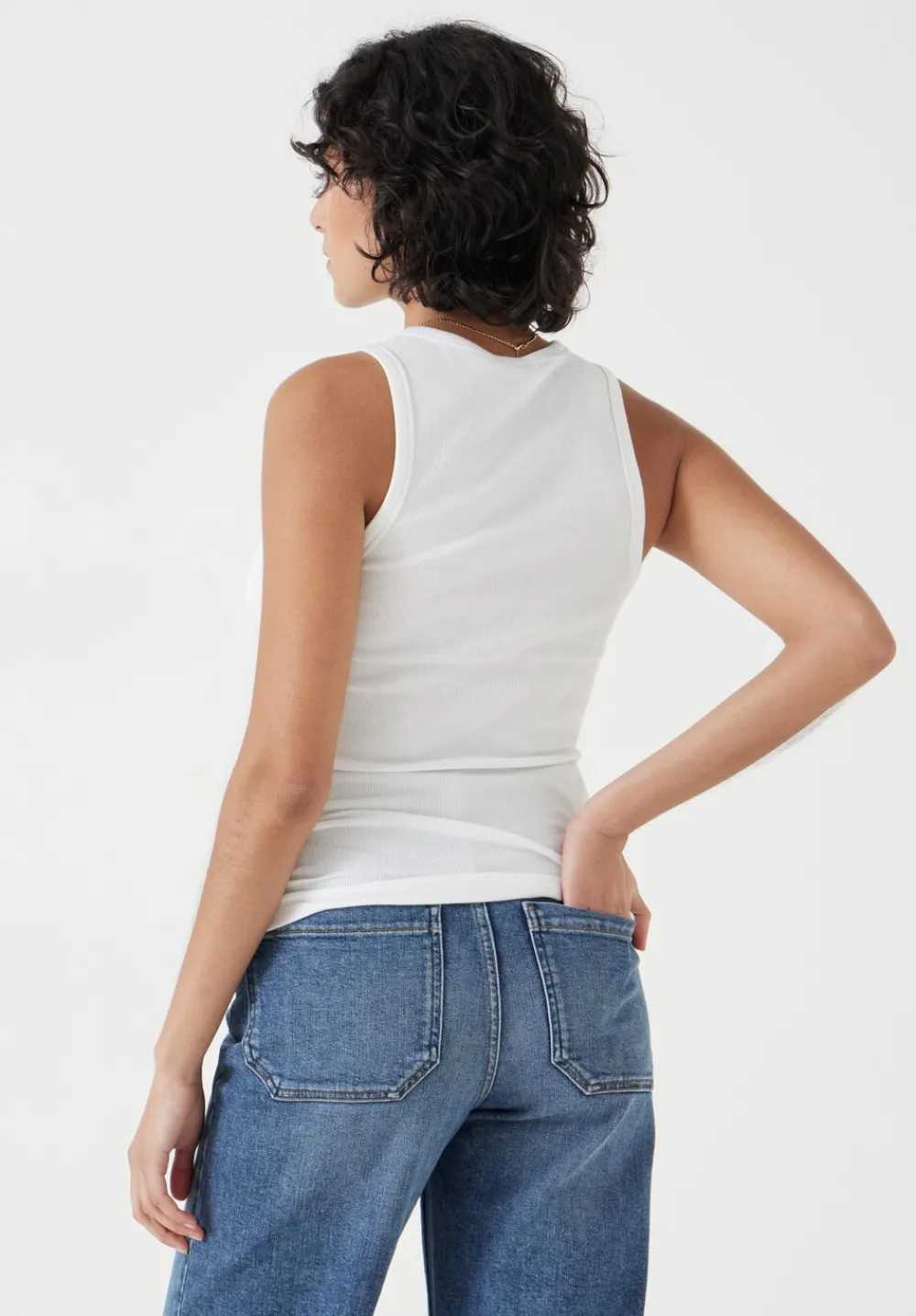 hush Tops & T-Shirts|High Neck Ribbed Vest White