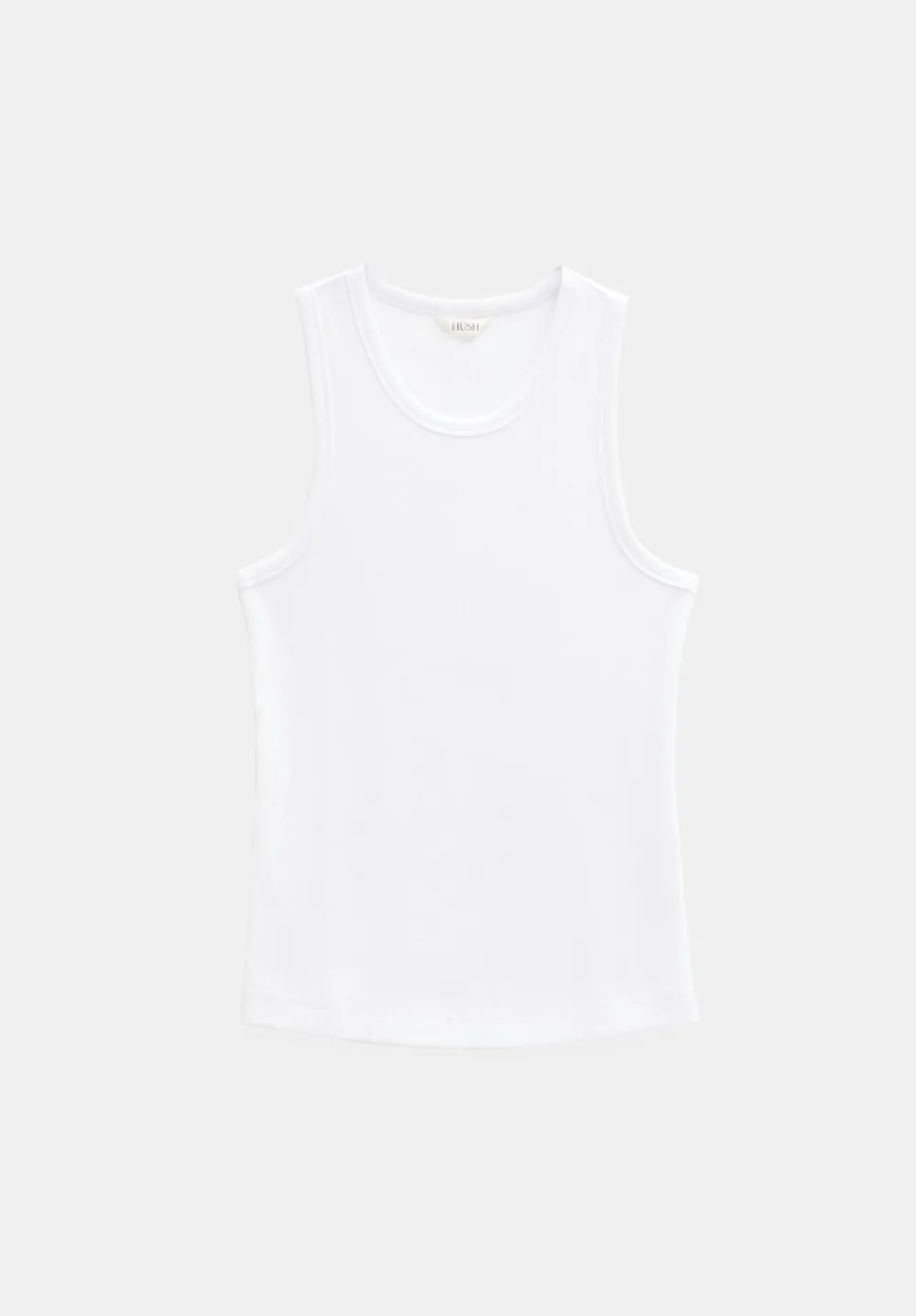 hush Tops & T-Shirts|High Neck Ribbed Vest White