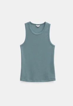hush Tops & T-Shirts|High Neck Ribbed Vest Sage Green