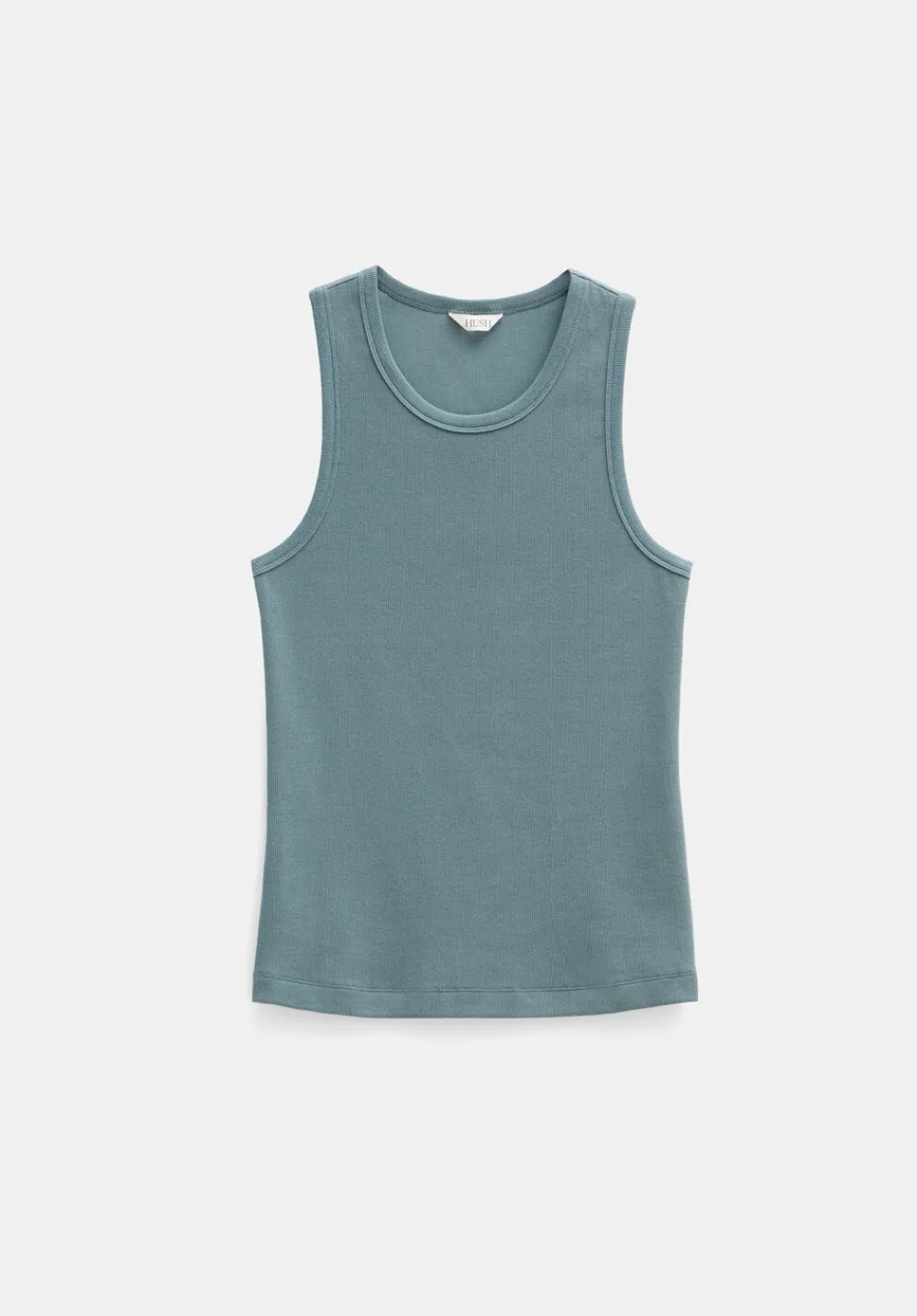 hush Tops & T-Shirts|High Neck Ribbed Vest Sage Green
