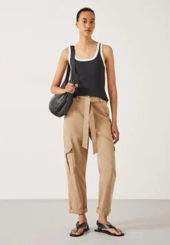 hush Trousers|High Waist Belted Trousers Soft Brown