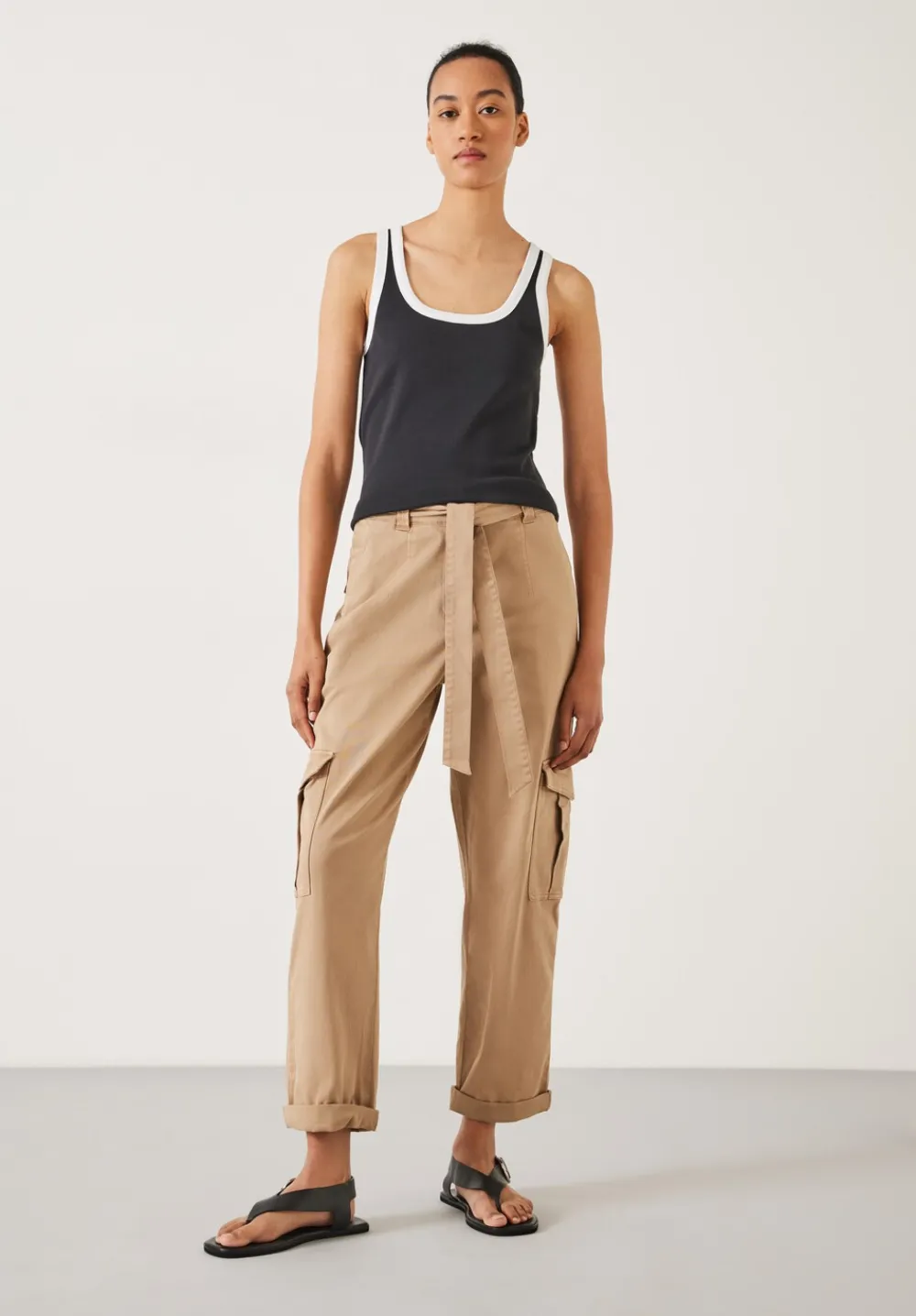 hush Trousers|High Waist Belted Trousers Soft Brown
