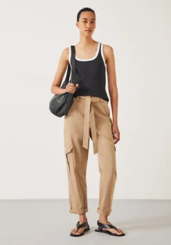 hush Trousers|High Waist Belted Trousers Soft Brown