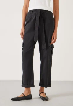 hush Trousers|High Waist Belted Trousers Washed Black
