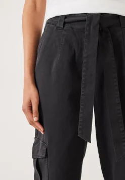hush Trousers|High Waist Belted Trousers Washed Black
