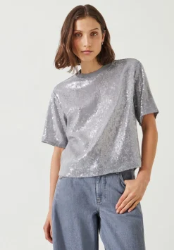 hush Tops & T-Shirts|Holly Sequin T-Shirt Grey