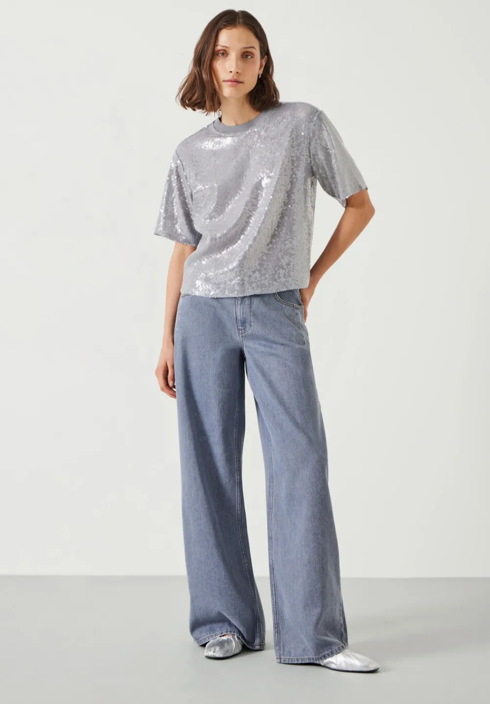 hush Tops & T-Shirts|Holly Sequin T-Shirt Grey