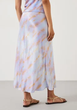 hush Skirts|Indra Satin Midi Skirt Tie Dye Pastel