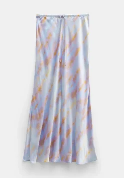 hush Skirts|Indra Satin Midi Skirt Tie Dye Pastel