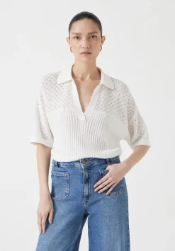 hush Tops & T-Shirts|Jumpers & Cardigans|Interest Stitch Collar Top Soft White