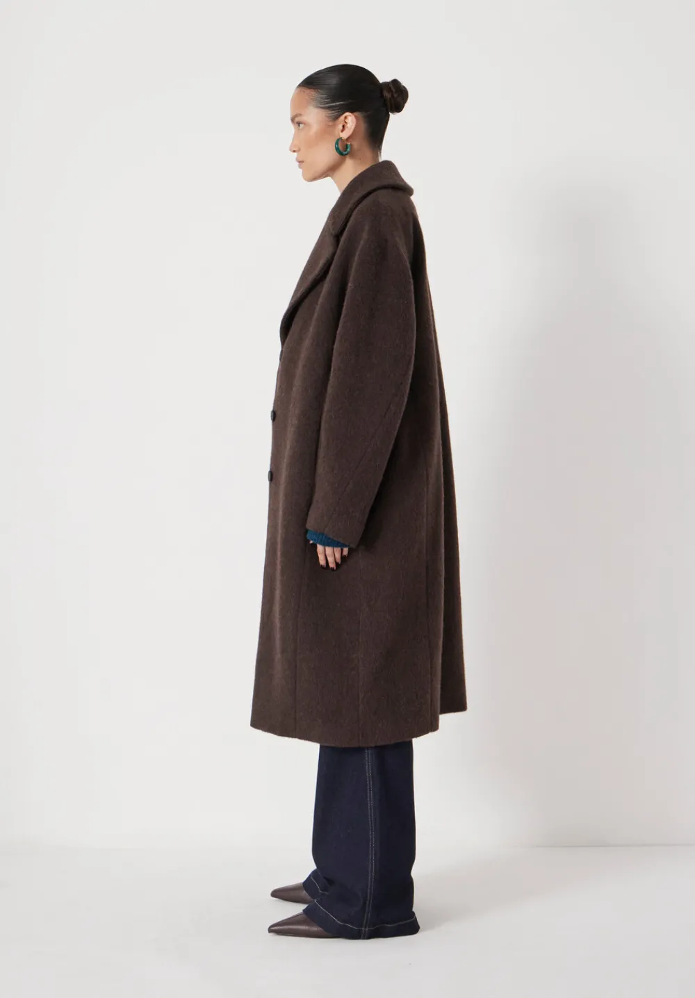 hush Jackets & Coats|Italian Wool Cocoon Coat Dark Brown