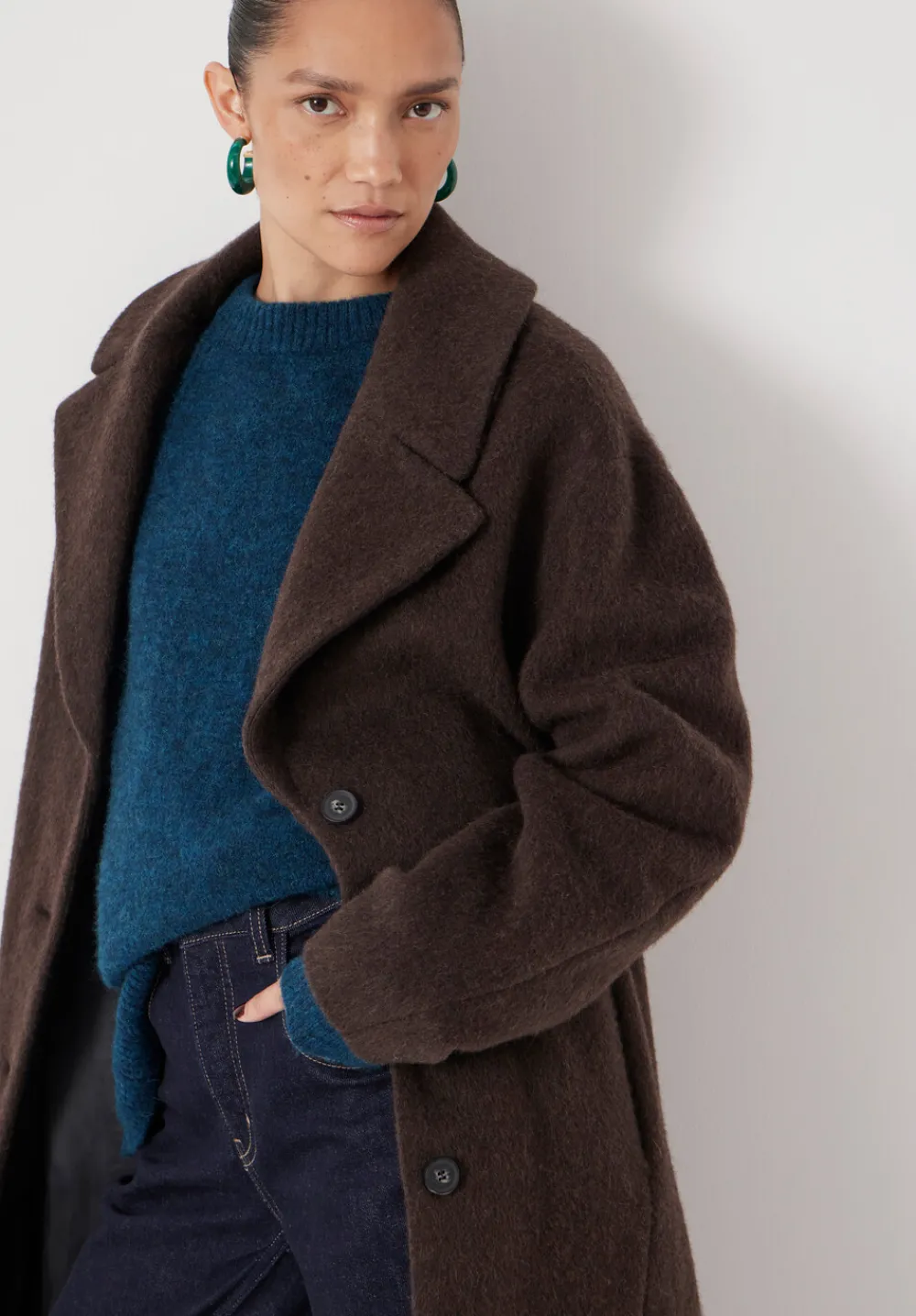 hush Jackets & Coats|Italian Wool Cocoon Coat Dark Brown