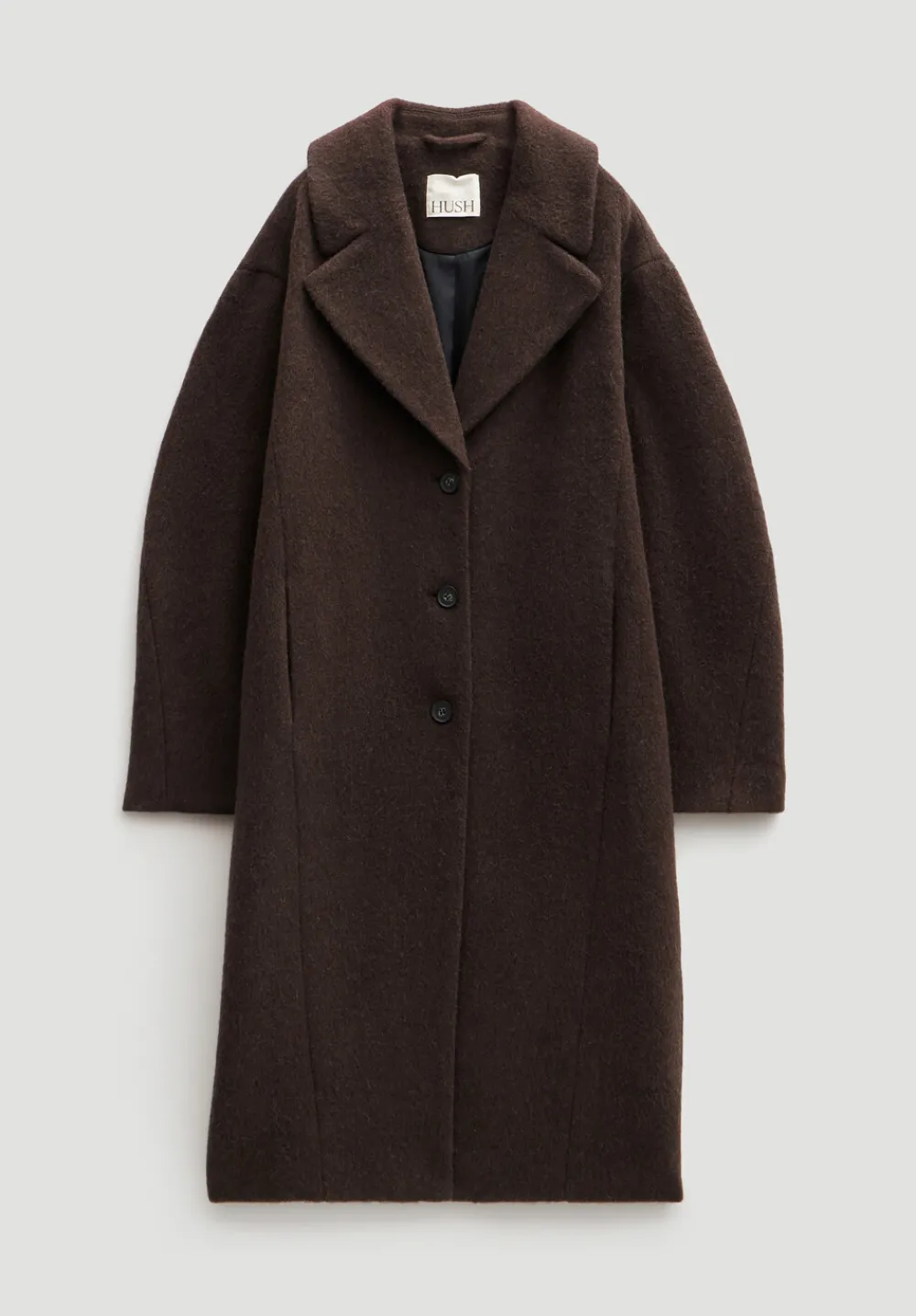 hush Jackets & Coats|Italian Wool Cocoon Coat Dark Brown
