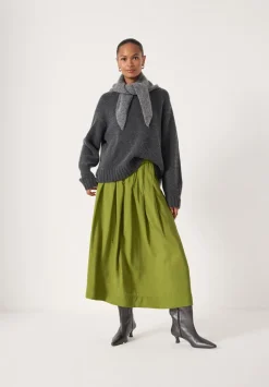 hush Skirts|Ivy Pleated Air Flow Midi Skirt Olive Green