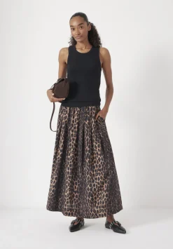 hush Skirts|Ivy Pleated Air Flow Midi Skirt Soft Leopard