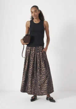 hush Skirts|Ivy Pleated Air Flow Midi Skirt Soft Leopard