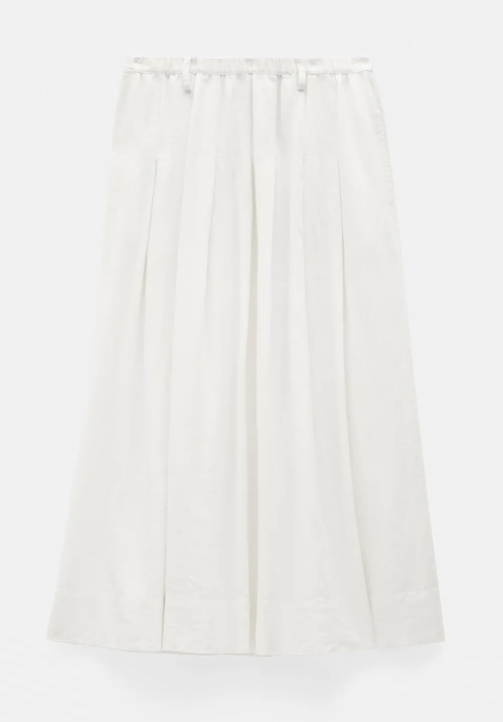 hush Skirts|Ivy Pleated Linen Blend Midi Skirt Off White