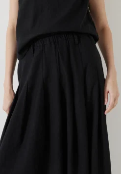 hush Skirts|Ivy Pleated Linen Blend Midi Skirt Washed Black