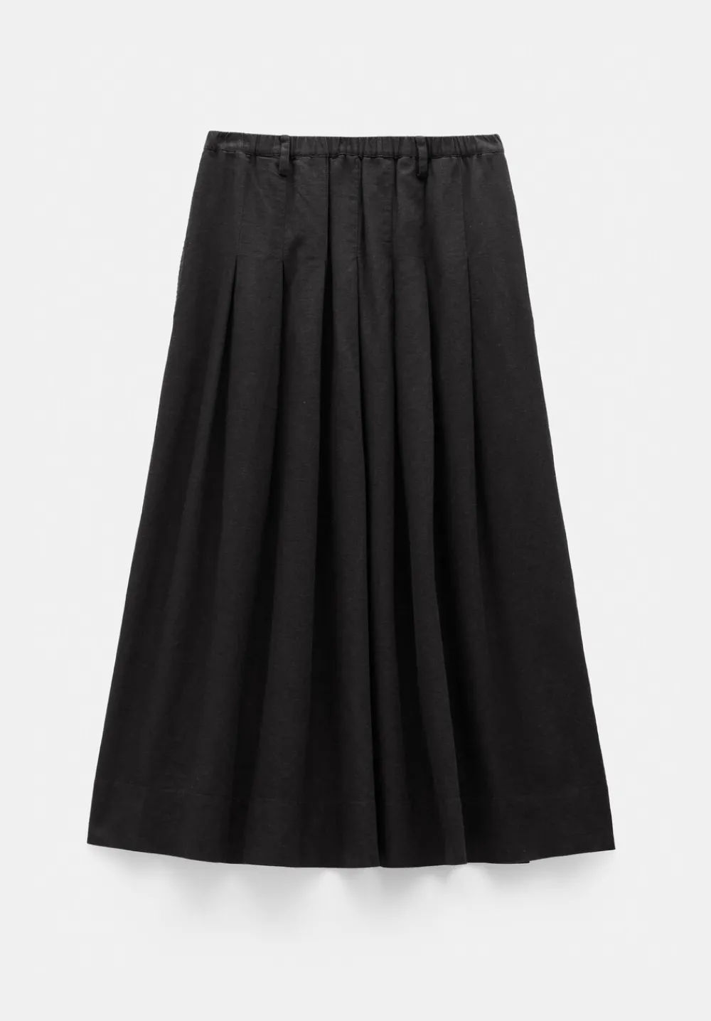hush Skirts|Ivy Pleated Linen Blend Midi Skirt Washed Black