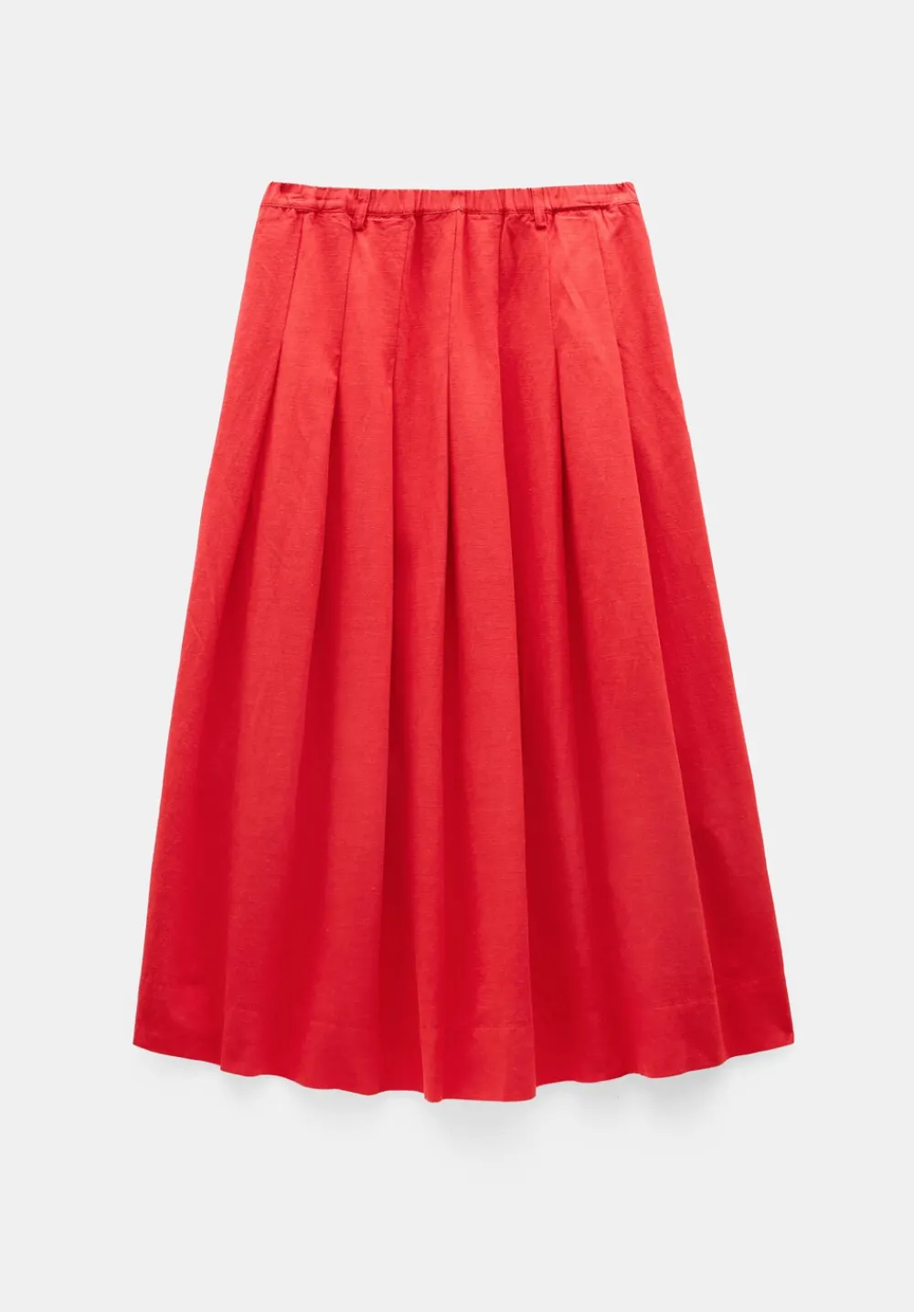 hush Skirts|Ivy Pleated Linen Blend Midi Skirt True Red
