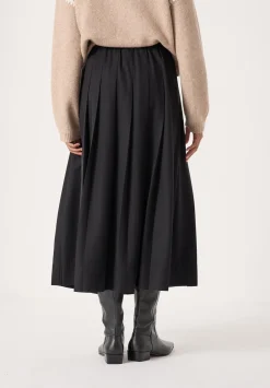 hush Skirts|Ivy Pleated Wool-Blend Midi Skirt Black